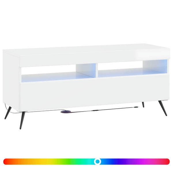 LED TV-kaappi Korkeakiiltoinen valkoinen Tekninen puu