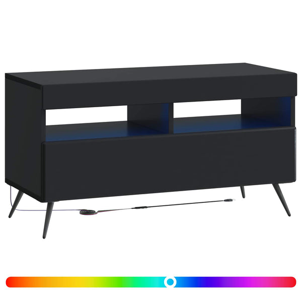 LED TV-kaappi Musta Tekninen puu