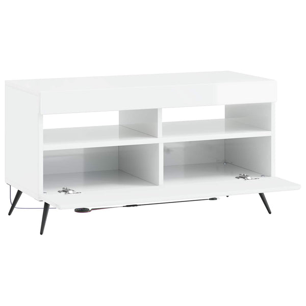 LED TV-kaappi BREDA Korkeakiiltoinen valkoinen Tekninen puu