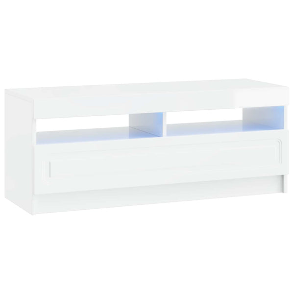 LED TV-kaappi Korkeakiiltoinen valkoinen Tekninen puu