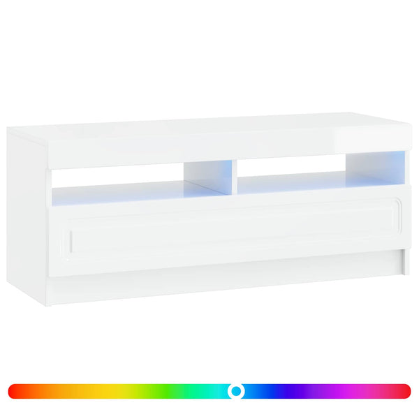 LED TV-kaappi Korkeakiiltoinen valkoinen Tekninen puu
