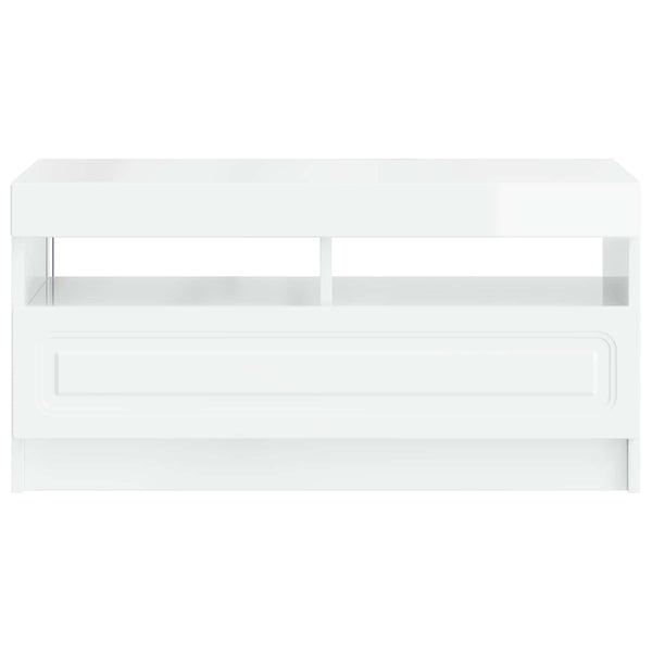 LED TV-kaappi Korkeakiiltoinen valkoinen Tekninen puu