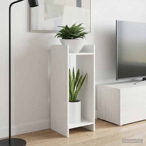 Kasviteline 2 kpl valkoinen 30 x 30 x 80 cm Tekninen puu