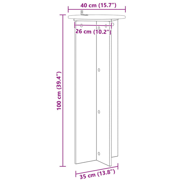 Kasviteline 2 kpl Musta Ø40 x 100 cm Tekninen puu