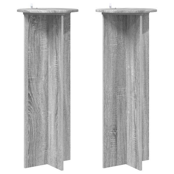 Kasviteline 2 kpl Harmaa sonoma Ø40 x 100 cm Tekninen puu