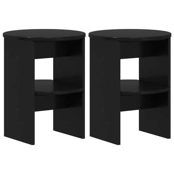 Sivukaappi 2 pcs Musta Ø40 x 50 cm Käsitelty puu