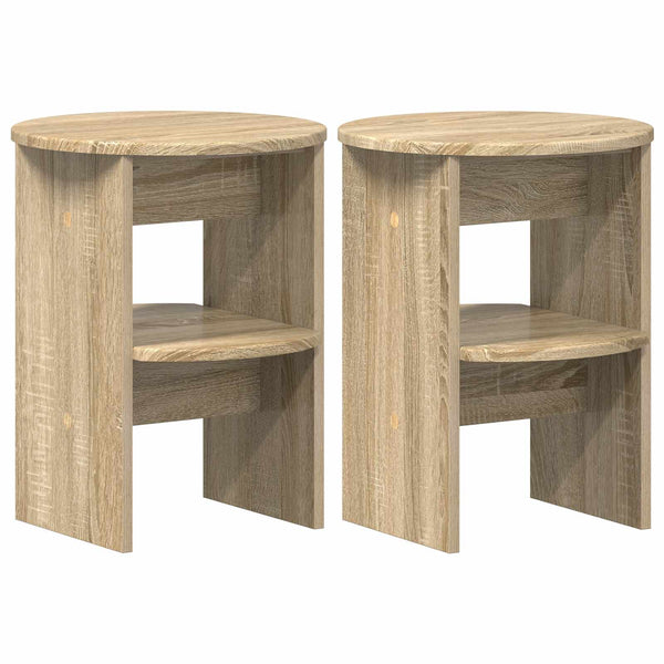 Sivukaappi 2 pcs Sonoman tammi Ø40 x 50 cm Käsitelty puu