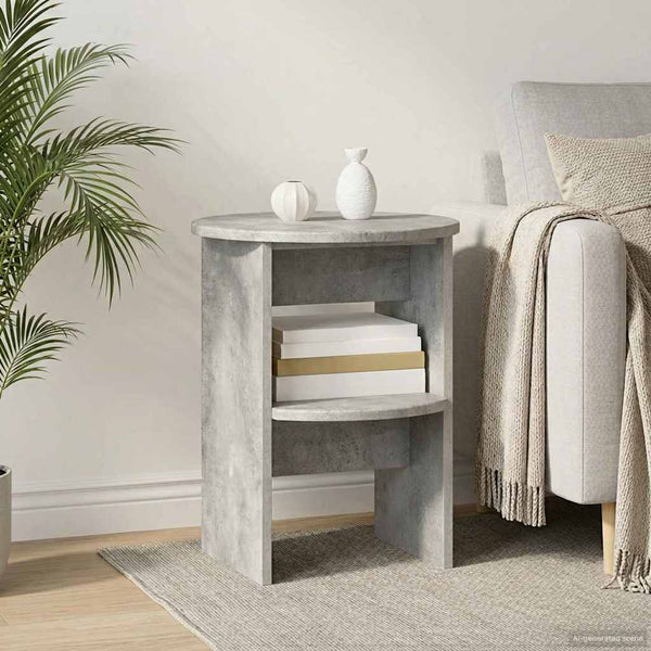 Sivukaappi Betoni Harmaa Ø40 x 50 cm Käsitelty puu