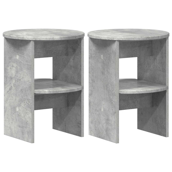 Sivukaappi 2 pcs Betoni Harmaa Ø40 x 50 cm Käsitelty puu