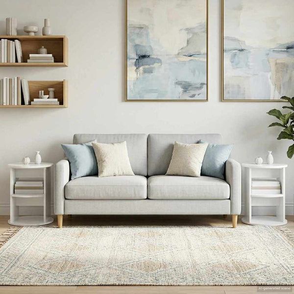 Sivukaappi 2 pcs Kiiltävä Valkoinen Ø40 x 50 cm Käsitelty puu