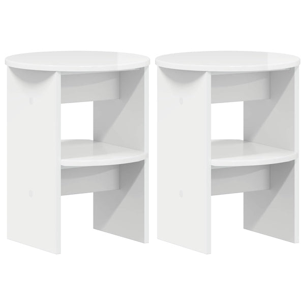 Sivukaappi 2 pcs Kiiltävä Valkoinen Ø40 x 50 cm Käsitelty puu