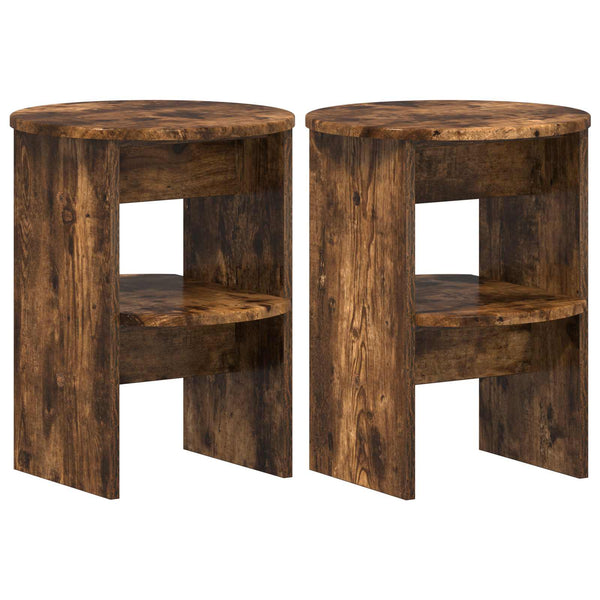 Sivukaappi 2 pcs Savustettu Tammi Ø40 x 50 cm Käsitelty puu