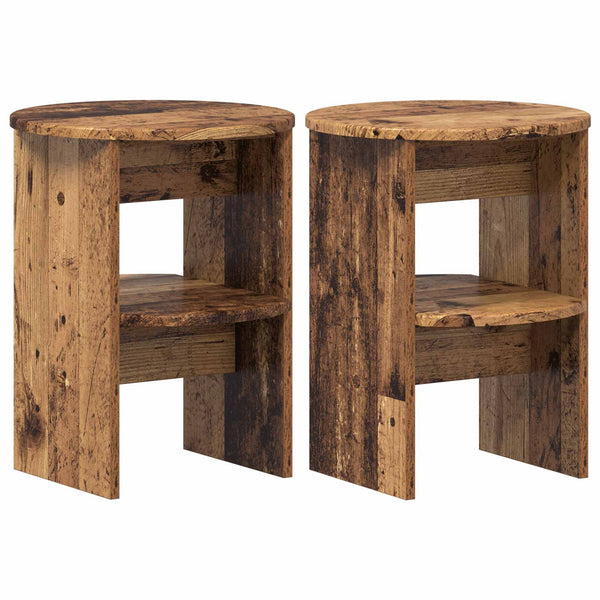 Sivukaappi 2 pcs Vanha puu Ø40 x 50 cm Käsitelty puu