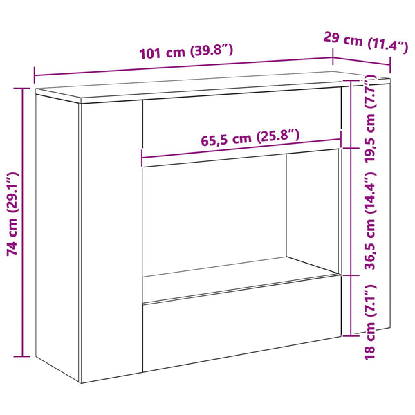 Console Table valkoinen 101 x 29 x 74 cm Tekninen puu