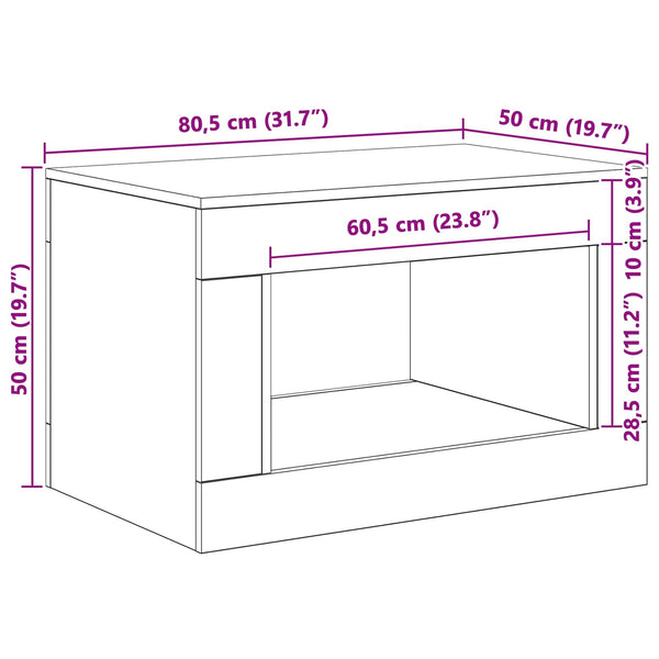 Coffee Table Musta tammi 80.5 x 50 x 50 cm Tekninen puu