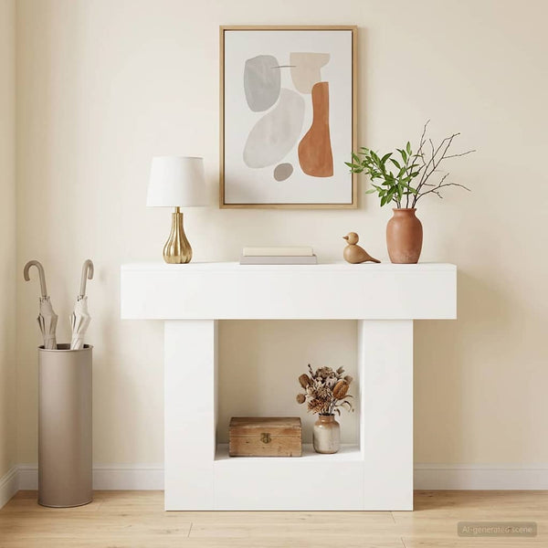 Konsolipöytä valkoinen 101 x 30 x 74 cm Tekninen puu