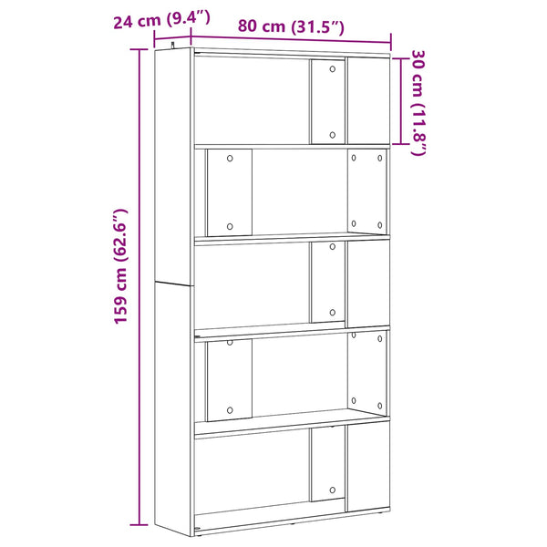 Kirjahylly 80 x 24 x 159 cm Tekninen puu Musta tammi.