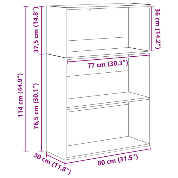 Kirjahylly 80 x 30 x 114 cm Tekninen puu Musta tammi.