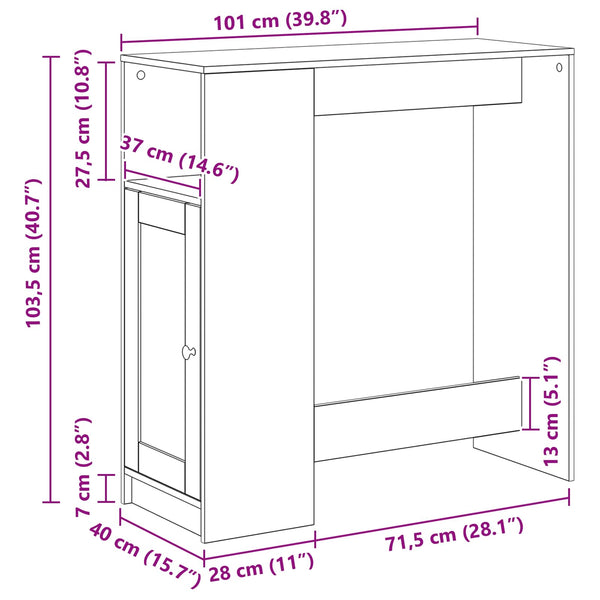 Baaripöytä 101 x 40 x 103,5 cm Tekninen puu Musta tammi.