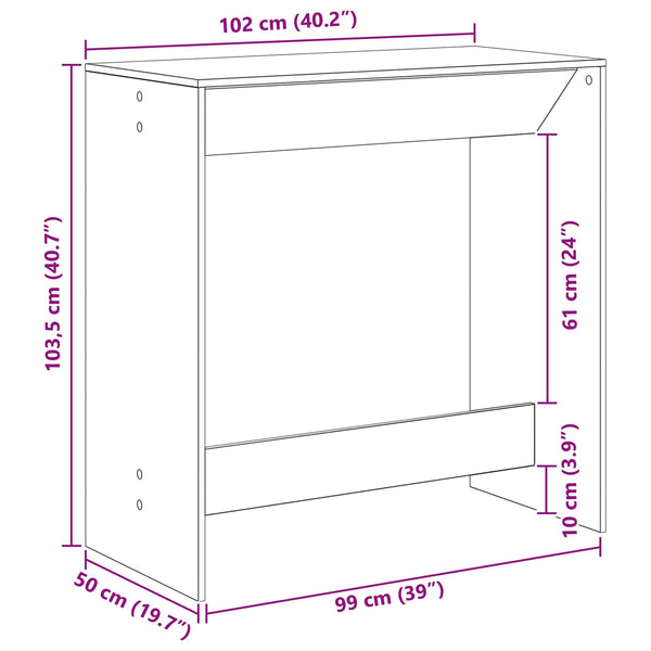 Baaripöytä 102 x 50 x 103,5 cm Tekninen puu Musta tammi.