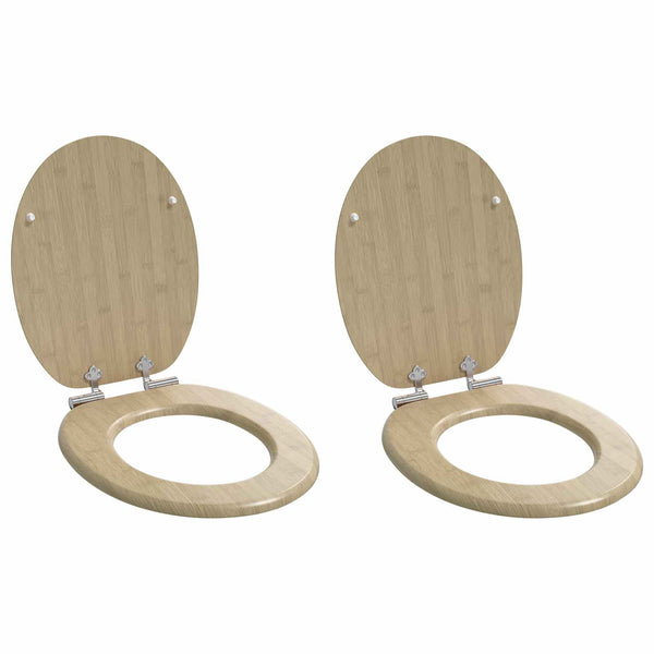 WC-istuin 2 pcs Vaalean bambun väri 44 x 38 cm Tekninen puu