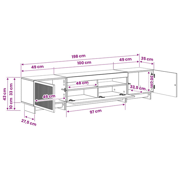 5 osan LED TV-kaappi Sonoma-tammi Tekninen puu