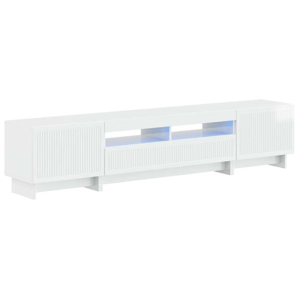 5 osan LED TV-kaappi Korkeakiiltoinen valkoinen Tekninen puu