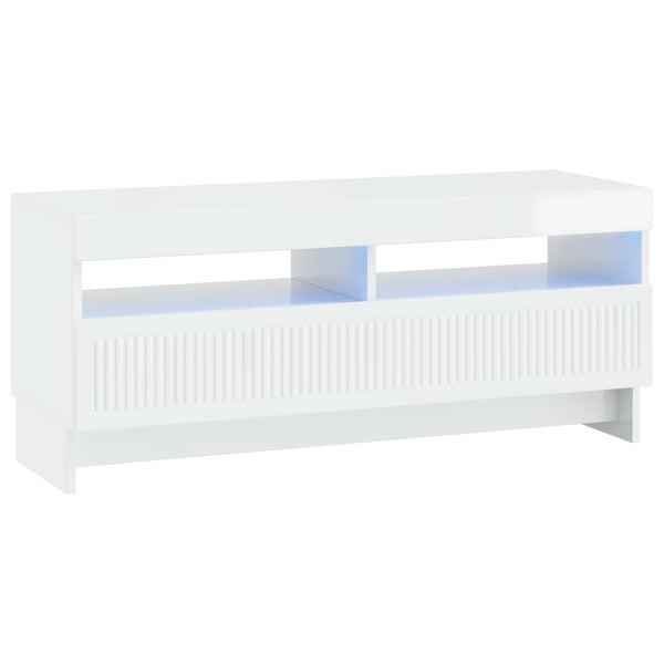 5 osan LED TV-kaappi Korkeakiiltoinen valkoinen Tekninen puu