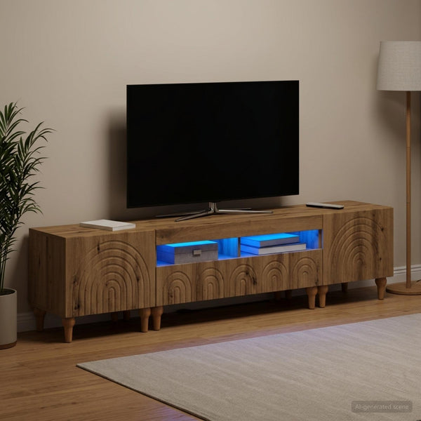 3-osainen LED-TV-kaappi Artisaanitammi Tekninen puu