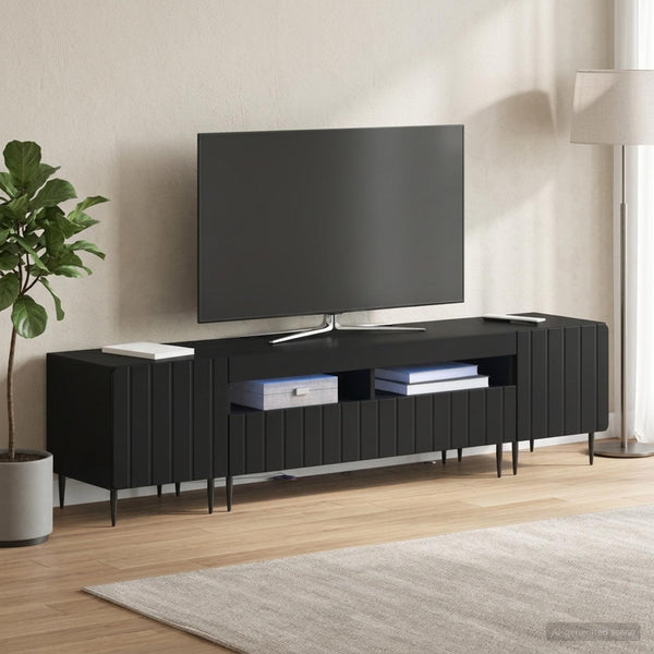 5 osan LED TV-kaappi Musta Tekninen puu