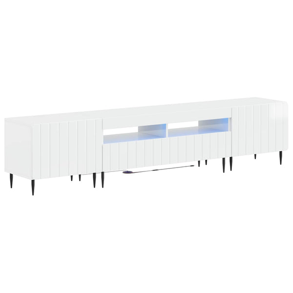 5 osan LED TV-kaappi Korkeakiiltoinen valkoinen Tekninen puu