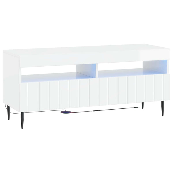 5 osan LED TV-kaappi Korkeakiiltoinen valkoinen Tekninen puu