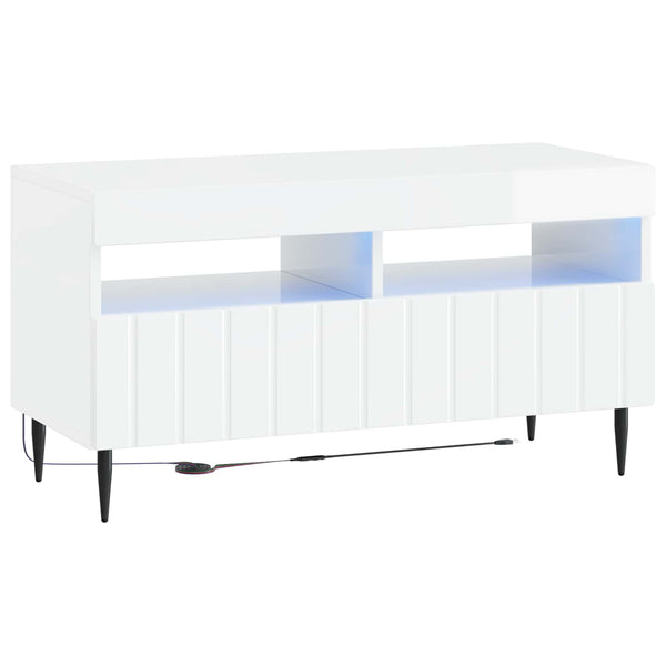 5 osan LED TV-kaappi Korkeakiiltoinen valkoinen Tekninen puu