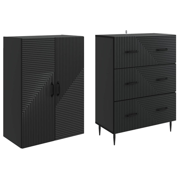 Kaappisarja 2 kpl 66 x 34,5 x 90 cm Tekninen puu Musta