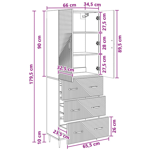 Kaappisarja 2 kpl 66 x 34,5 x 90 cm Tekninen puu Musta