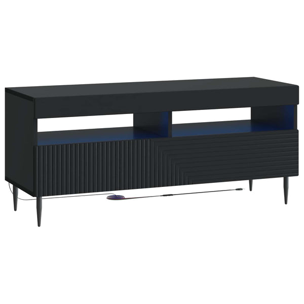 3-osainen LED-TV-kaappi Musta Tekninen puu