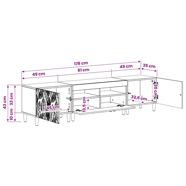 5 osan LED TV-kaappi Sonoma-tammi Tekninen puu
