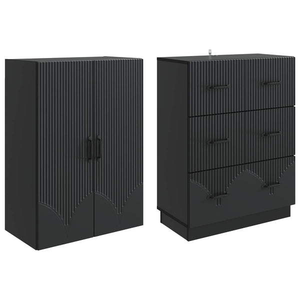 Kaappisarja 2 kpl 66 x 34,5 x 87 cm Tekninen puu Musta