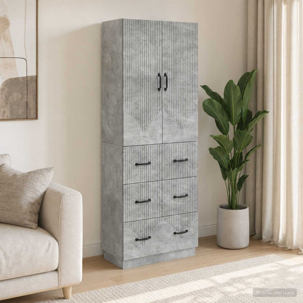 Kaappisarja 2 kpl 66 x 34,5 x 87 cm Tekninen puu Betoninharmaa