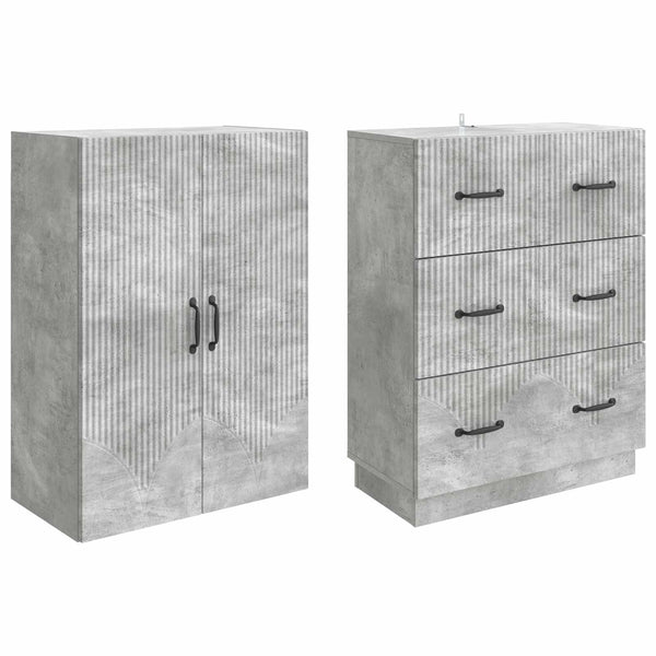 Kaappisarja 2 kpl 66 x 34,5 x 87 cm Tekninen puu Betoninharmaa