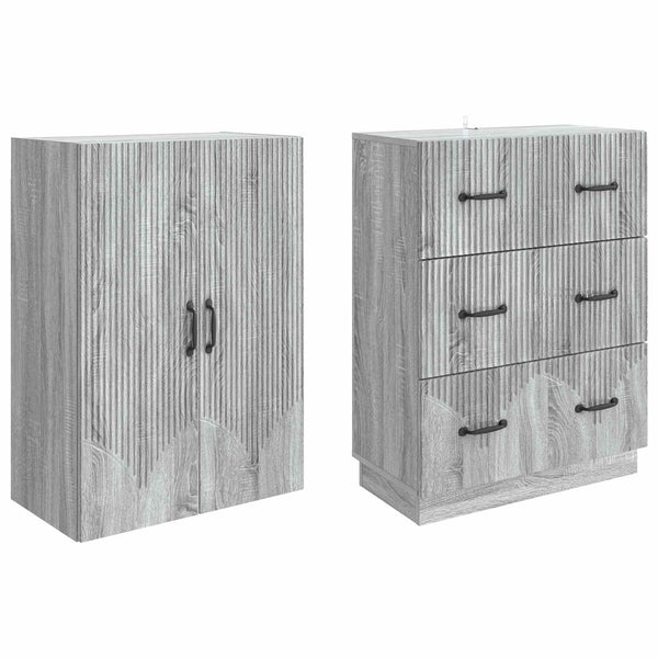 Kaappisarja 2 kpl 66 x 34,5 x 87 cm Tekninen puu Harmaa Sonoma