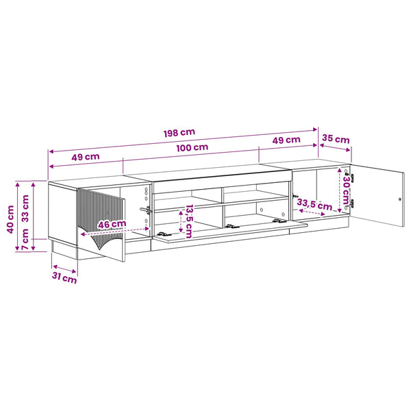 5 osan LED TV-kaappi Musta Tekninen puu