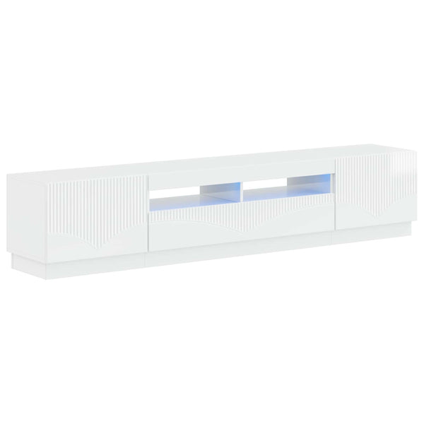 5 osan LED TV-kaappi Korkeakiiltoinen valkoinen Tekninen puu