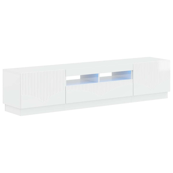 5 osan LED TV-kaappi Korkeakiiltoinen valkoinen Tekninen puu