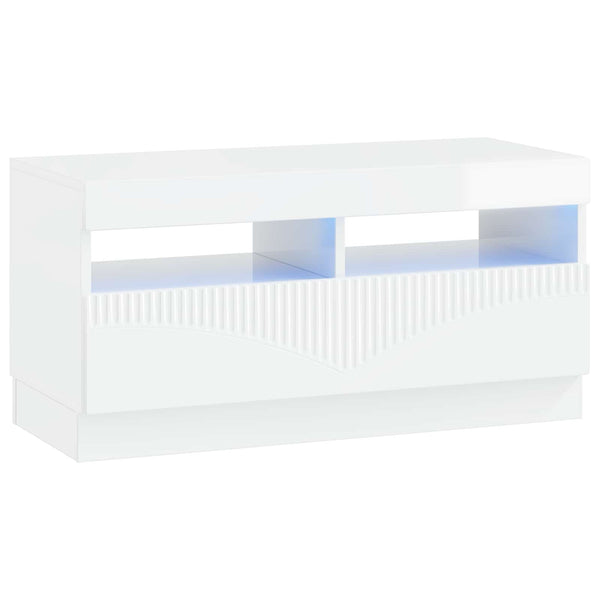 5 osan LED TV-kaappi Korkeakiiltoinen valkoinen Tekninen puu