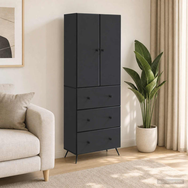 Kaappisarja 2 kpl 66 x 34,5 x 90 cm Tekninen puu Musta