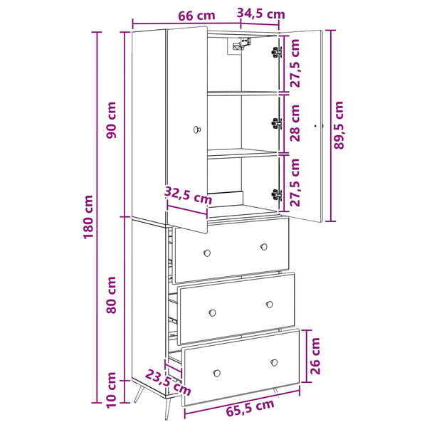 Kaappisarja 2 kpl 66 x 34,5 x 90 cm Tekninen puu Musta