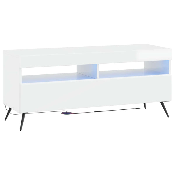 5 osan LED TV-kaappi Korkeakiiltoinen valkoinen Tekninen puu