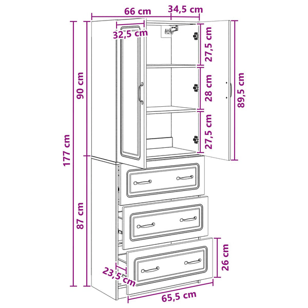 Kaappisarja 2 kpl 66 x 34,5 x 87 cm Tekninen puu Sonoma-tammi