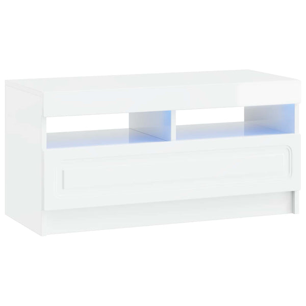 5 osan LED TV-kaappi Korkeakiiltoinen valkoinen Tekninen puu